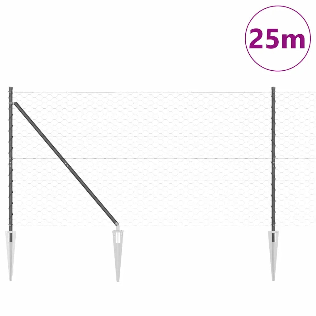 Palo della recinzione Grigio 25 x 1,4 m (rete 50 mm)