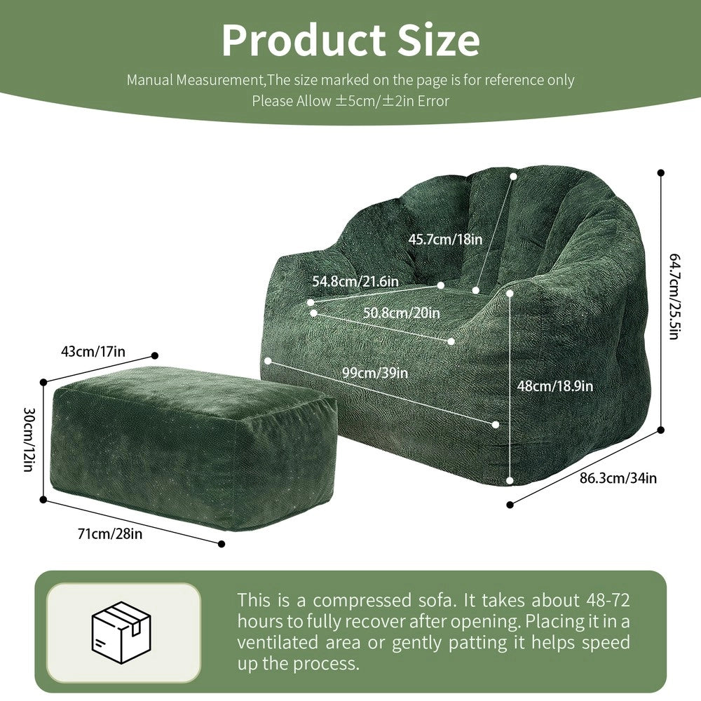 Poltrona Singola con Pouf Poggiapiedi ¨C MINIMAL ¨C Tessuto, Design Moderno