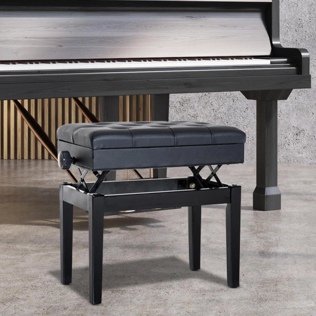 Sgabello da pianoforte in legno massello con seduta imbottita ¨C zephmum ¨C nero