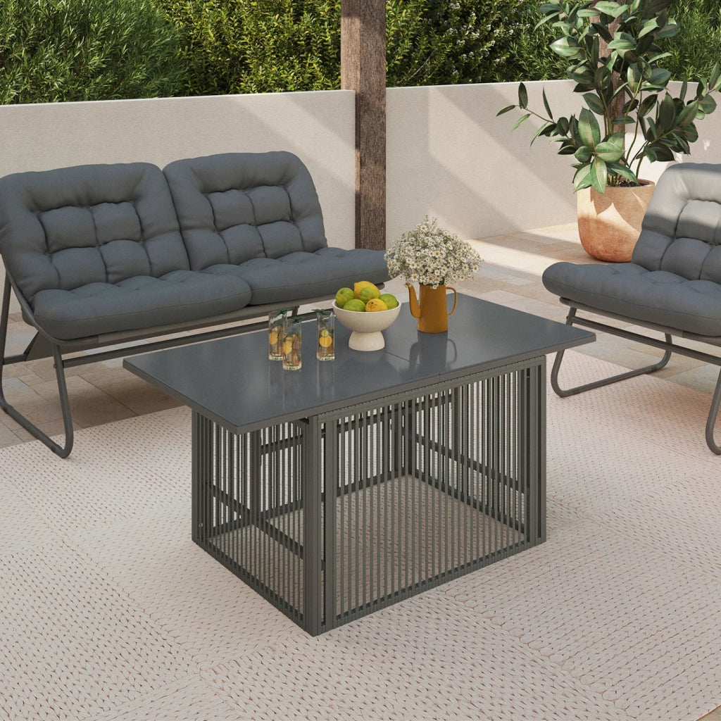 IDMarket - Tavolino rettangolare alzabile da giardino 100 cm Struttura in metallo RIO e cordoncino grigio antracite