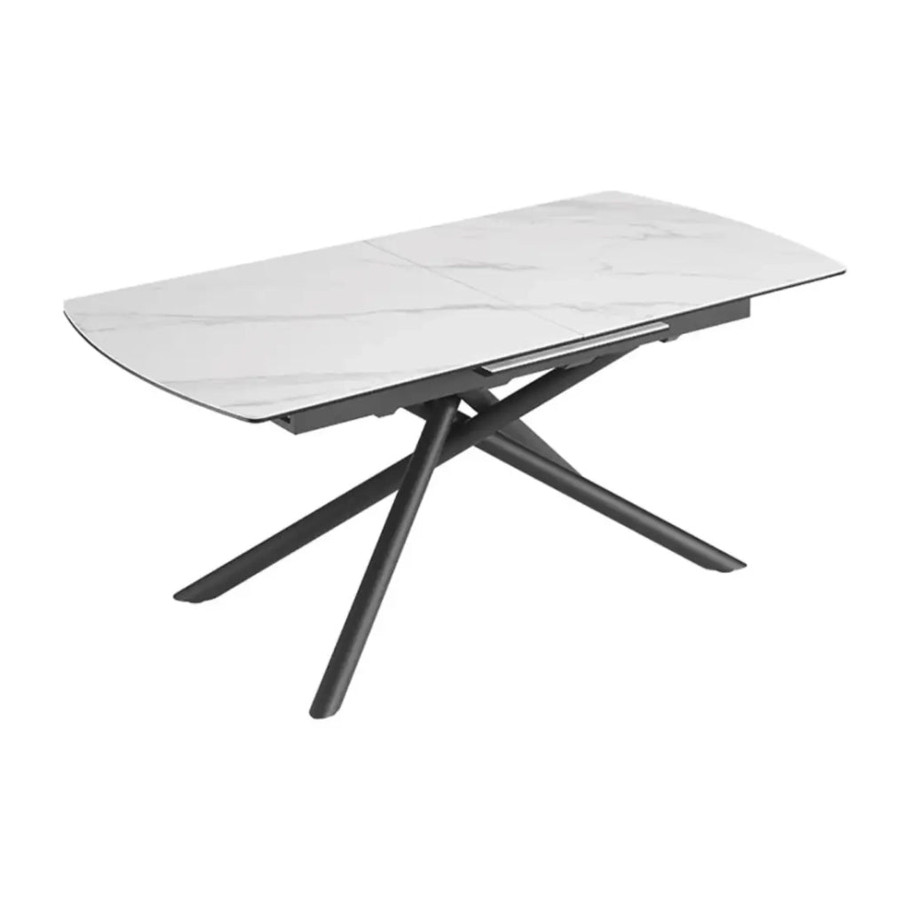 Tavolo da pranzo OPHIRA – Estensibile 180 a 230 cm – Effetto marmo bianco – Piedi in metallo – Stile contemporaneo