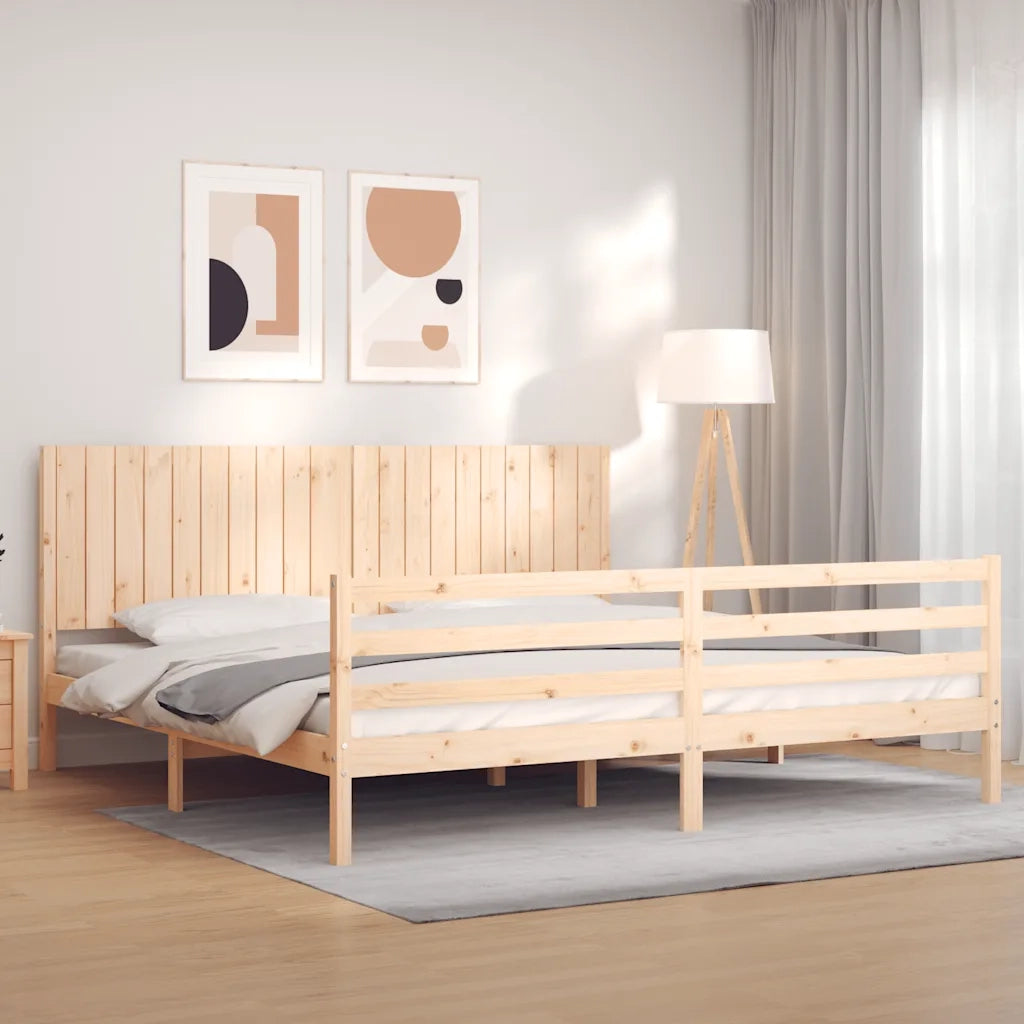 Giroletto con Testiera-Struttura Letto con testiera 200x200 cm in Legno Massello 480815