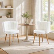 SEDIA Set da 2 pezzi Schienale ergonomico 64x40x58 cm Bianco Tessuto Teddy