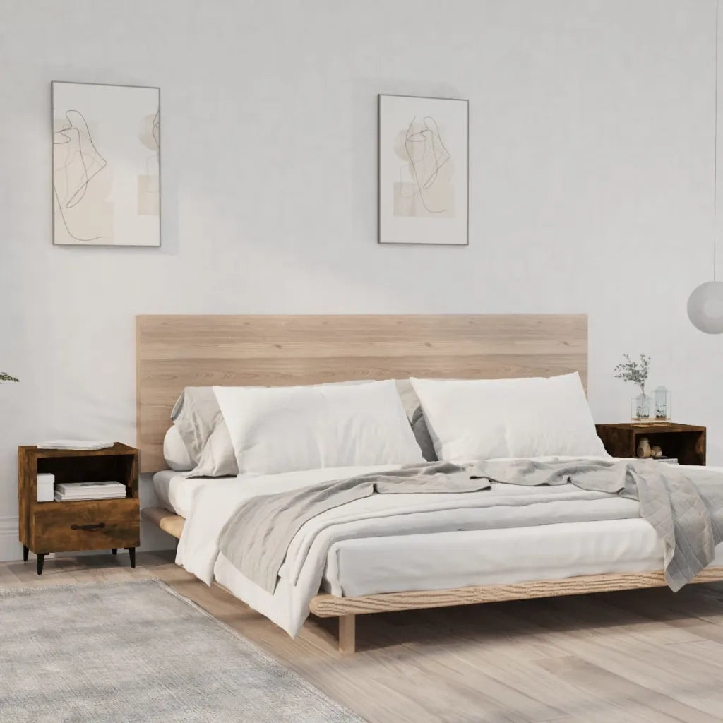 Comodini 2 pz-Set di 2 Tavolino da notte Rovere Fumo in Legno Multistrato 966606
