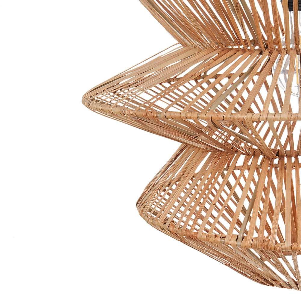 Lampadario in rattan naturale Paralume in ferro nero Base Boho Lightning Luce a sospensione Soggiorno Camera da letto Corridoio