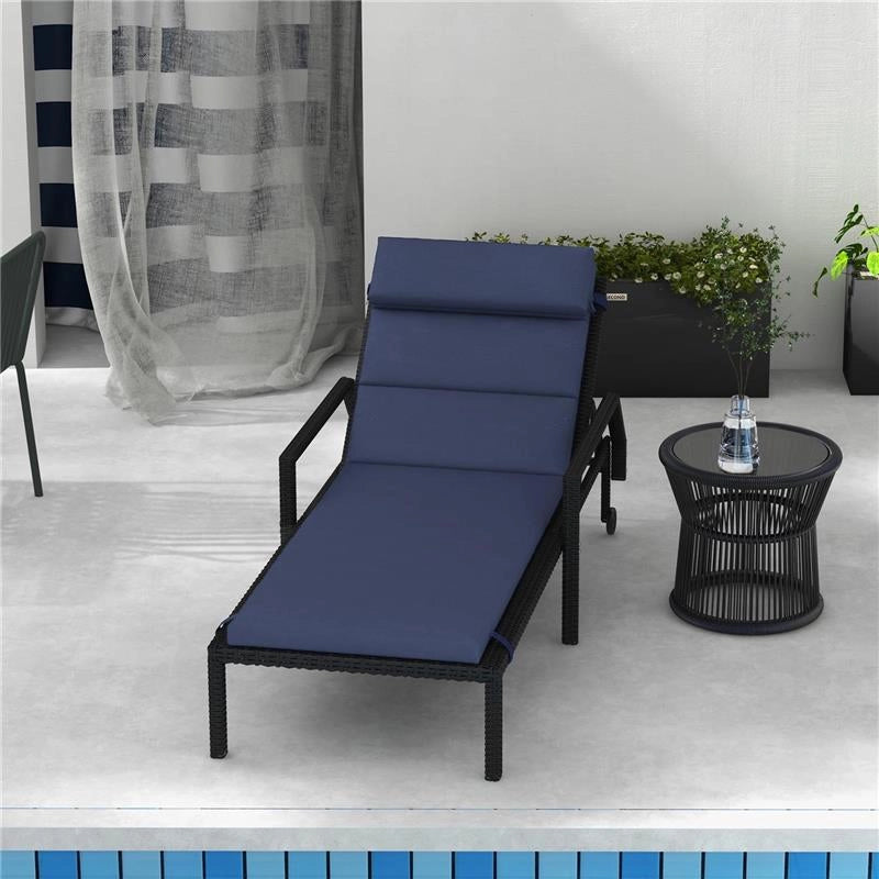 CUSCINO PER SDRAIO E LETTINO PRENDISOLE IN TESSUTO CON LACCI DI FISSAGGIO BLU SCURO 196X 63 CM