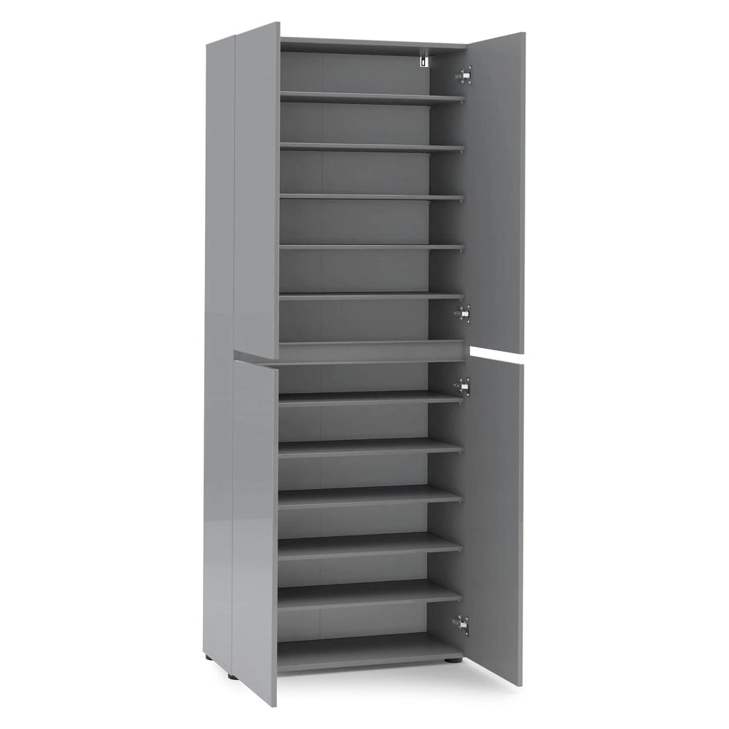 Scarpiera Antaleone, Mobile portascarpe, Armadio da ingresso multiuso, Mobiletto per calzature, Made in Italy, 80x34h200 cm, Grigio