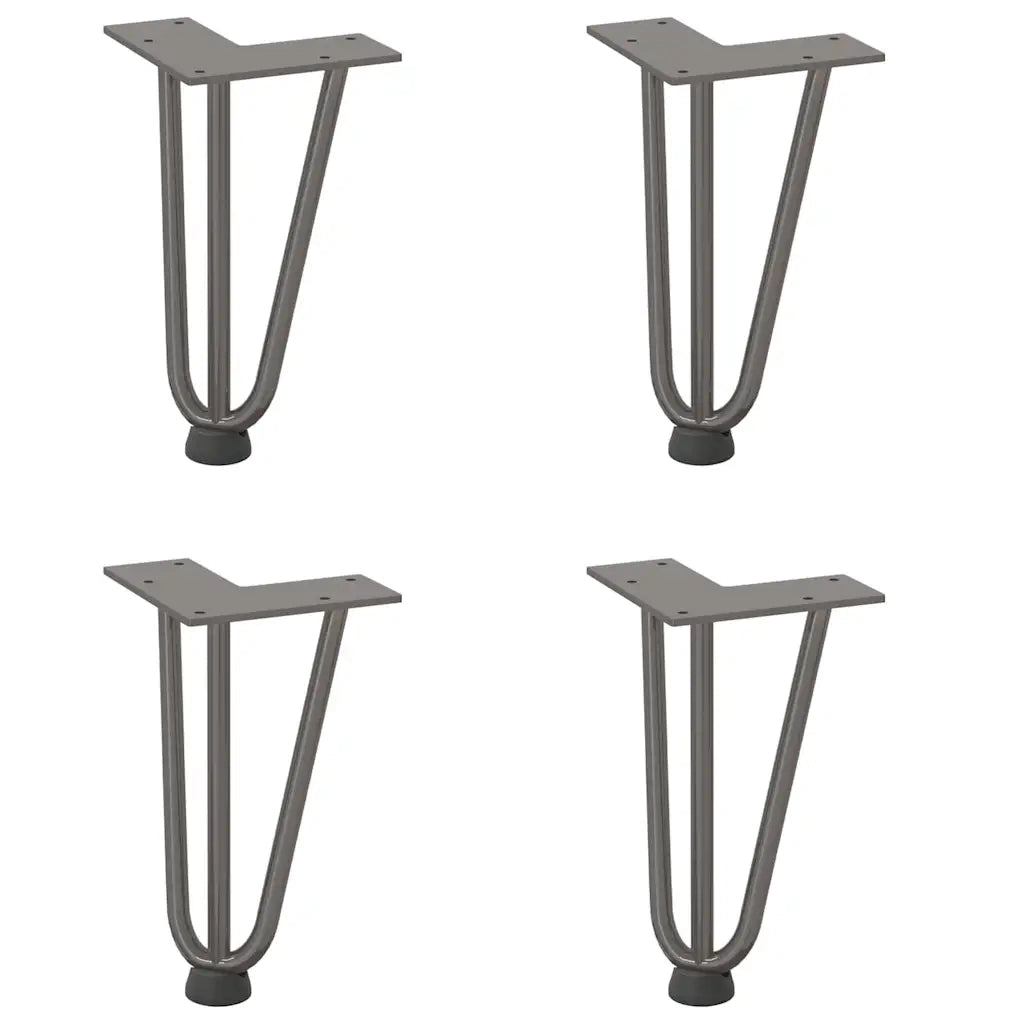 Gambe a forcina per tavolino 4 pz | Piede del tavolo in acciaio naturale 20 cm in acciaio massiccio
