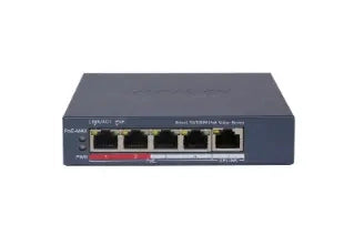 Switch hikvision 4 × 10/100 mbps poe port,1 × 10/100 mbps rj45 port poe power budget 45w, - ds-3e1105p-ei/m