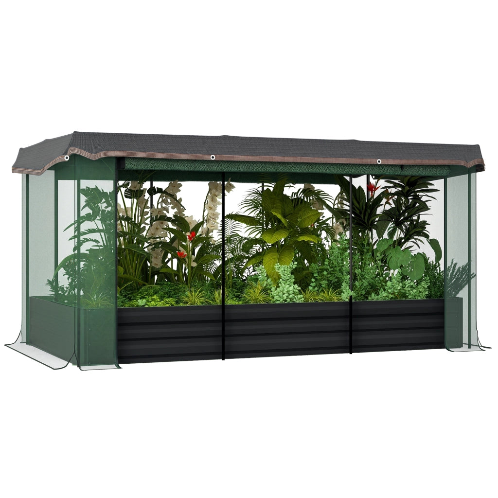 Letto da Giardino con Rete e Protezione Solare ¨C Zephmum ¨C Grigio/Verde/Nero 230x110x110