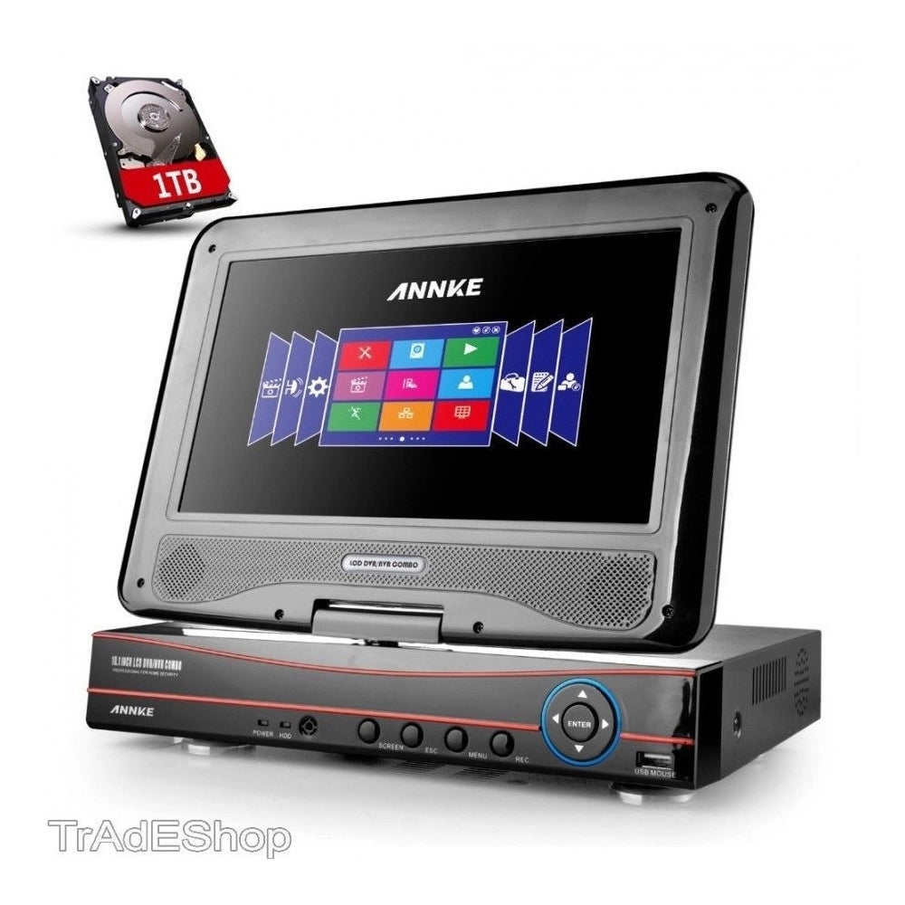 Trade Shop - Dvr Nvr Combo Ahd Videosorveglianza 4 Ch Canali Schermo Lcd 10.1" H.264 -