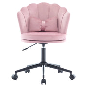 Sedia da ufficio girevole - con altezza regolabile e supporto lombare - in velluto rosa