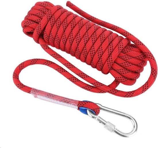 Cavo di Roccia Professionale in Nylon 12mm - Paracord per Speleologia e Survival - 10M con Anello di Carica