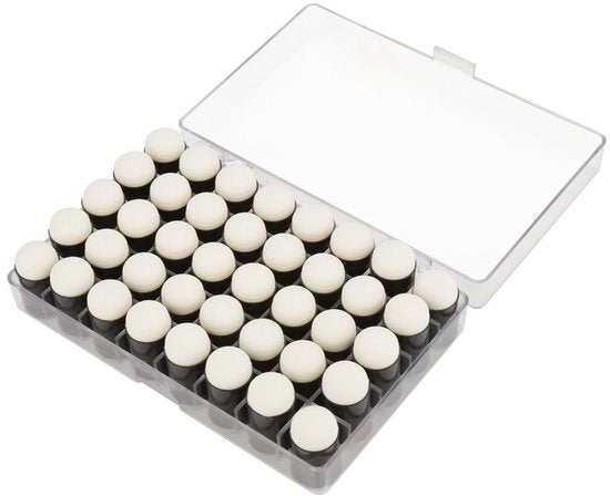 Sfere di assorbimento in plastica - 40 pezzi - con contenitore di conservazione - diametro 1,8 cm - lunghezza 3,3 cm - fortemente assorbenti