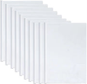 10 file trasparenti A4 con chiusura a scorrimento, copertine in plastica, adesivo, cartellino di identificazione per classificazione documenti - bianco