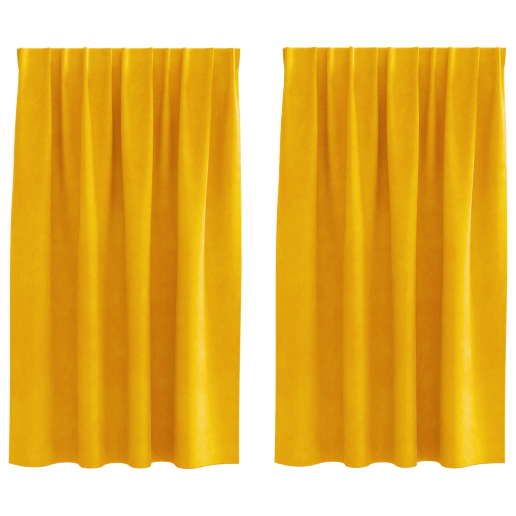 Tende Blackout  con nastro superiore 2 pezzi Giallo Senape Velluto