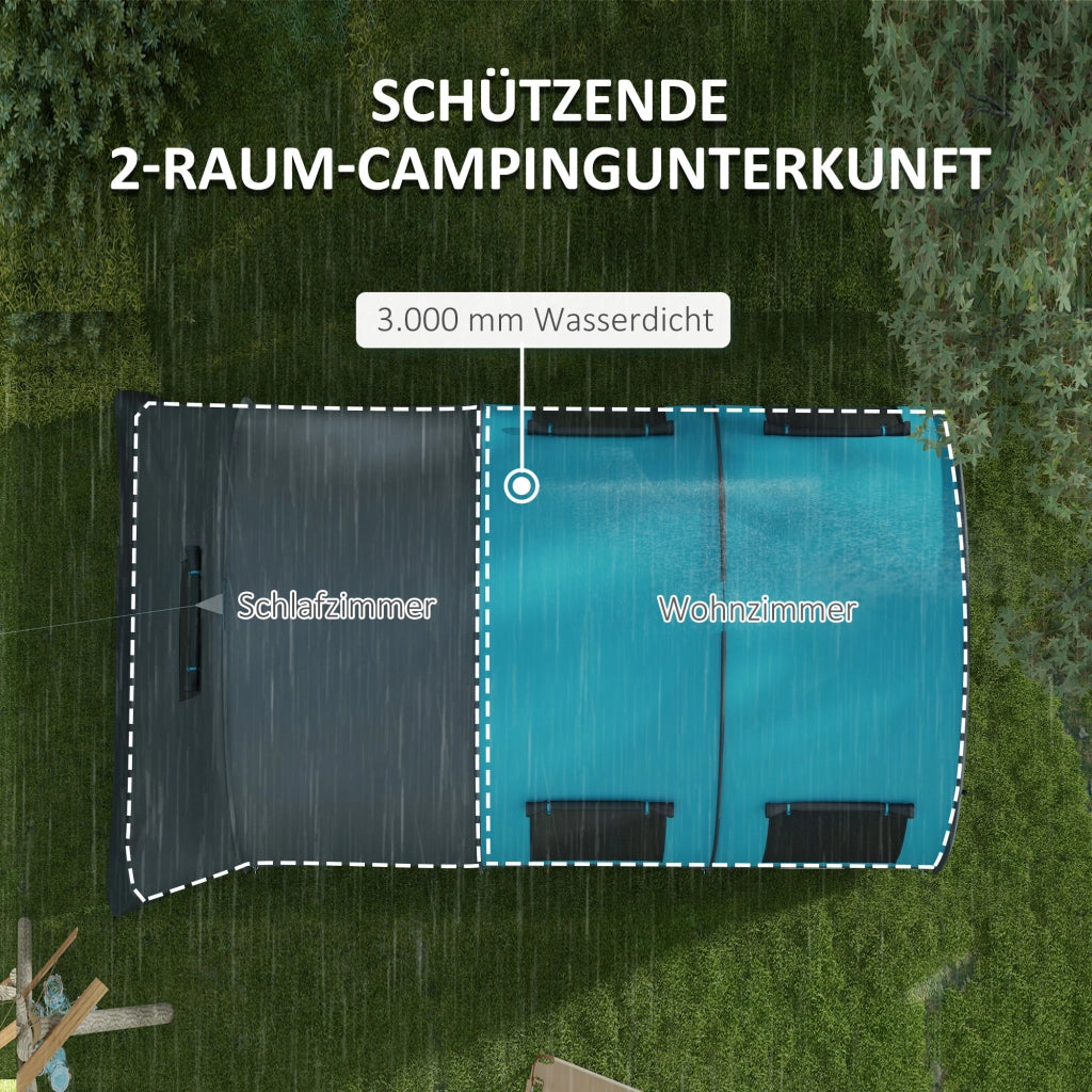 Tenda da campeggio 6 posti familiare con zone separate impermeabile ¨C zephmum ¨C Grigio/Blu