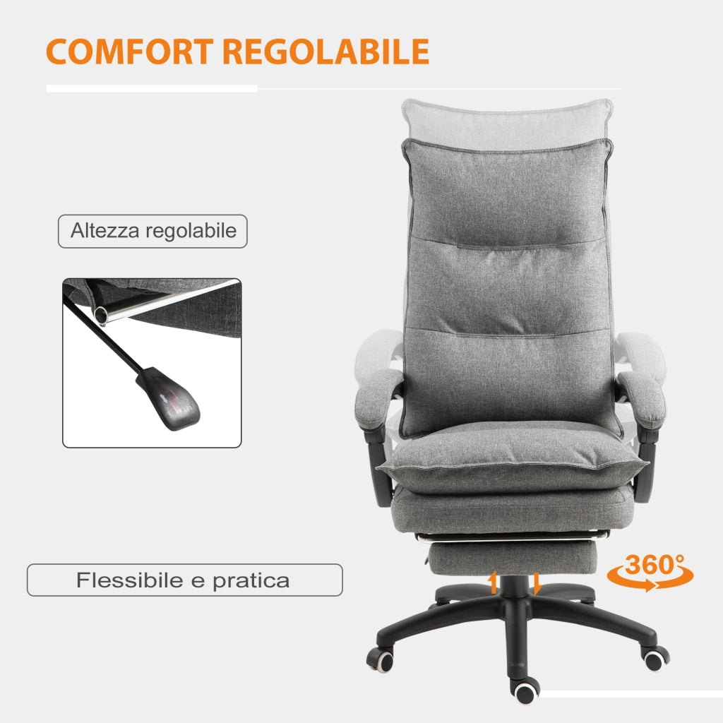 Sedia da Ufficio Imbottita con Massaggio ¨C Xylo ¨C Altezza Regolabile, Grigio, 70x62x120-130 cm