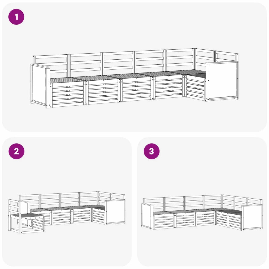 Set divano sezionale 5 pcs Naturale Legno di Acacia Massello