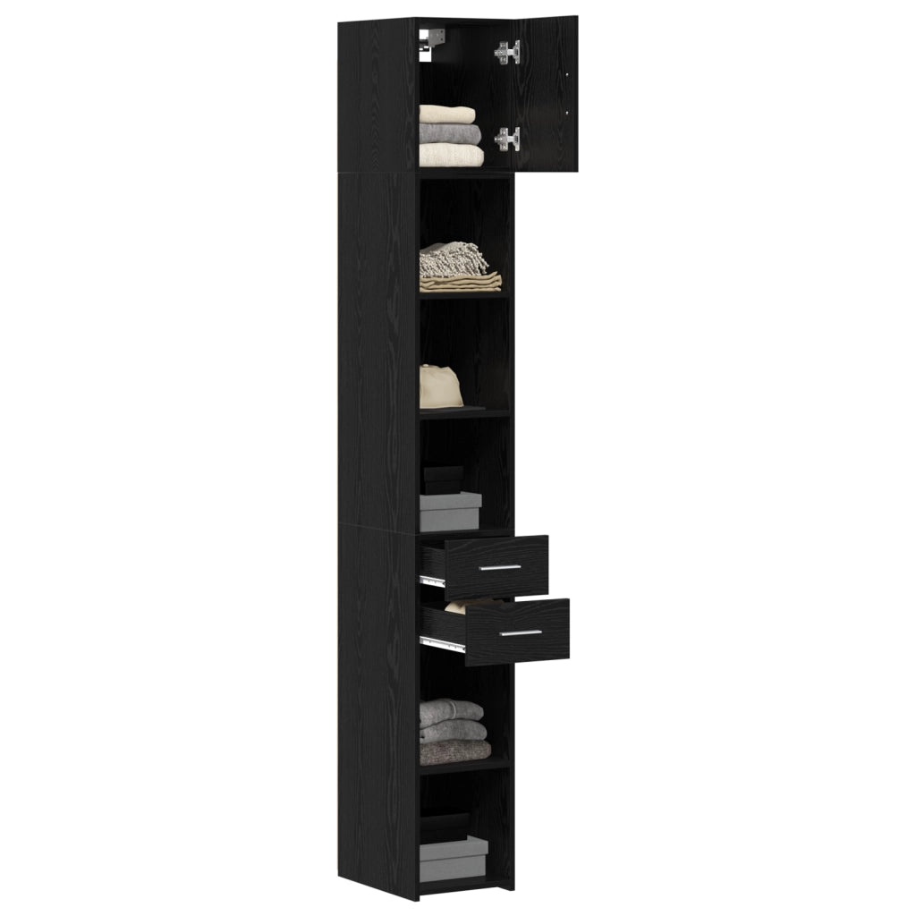 Cabinet slim  Rovere nero 30x42.5x225 cm Legno ingegnerizzato