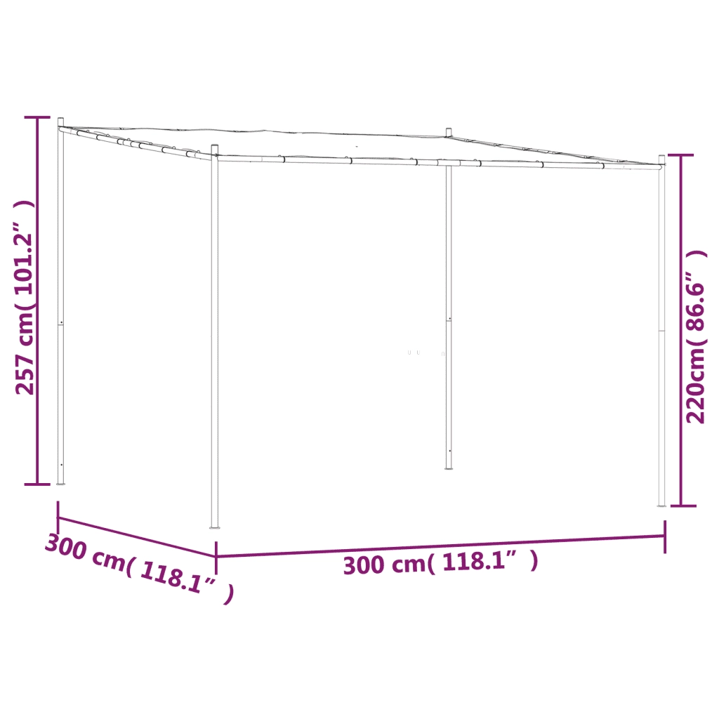 Gazebo Beige 3x3 m 180 g/mÂ² Tessuto e Acciaio