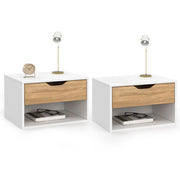 IDMarket - Set di 2 comodini a parete a 1 cassetto CATHY con nicchia in faggio bianco