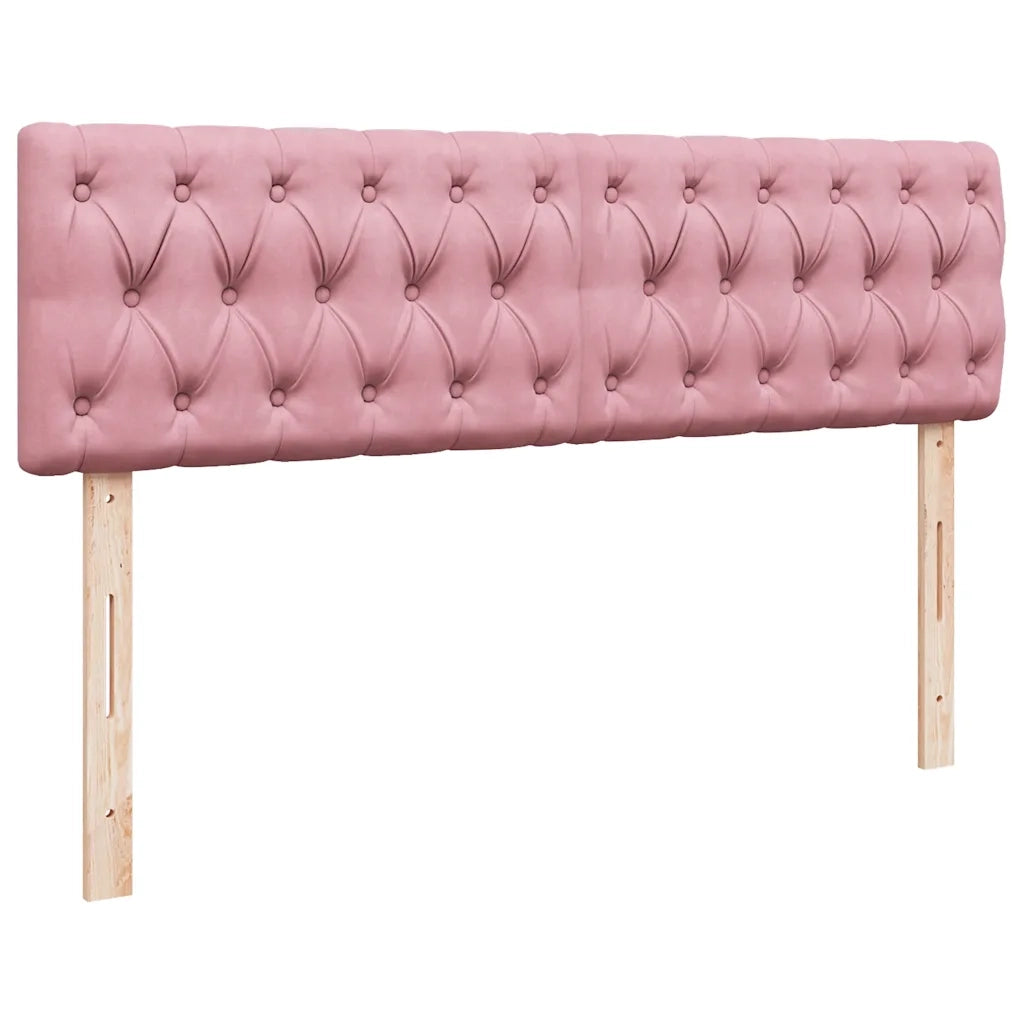 Struttura Letto Pouf con Materasso Rosa 140x190 cm in Velluto 3312697