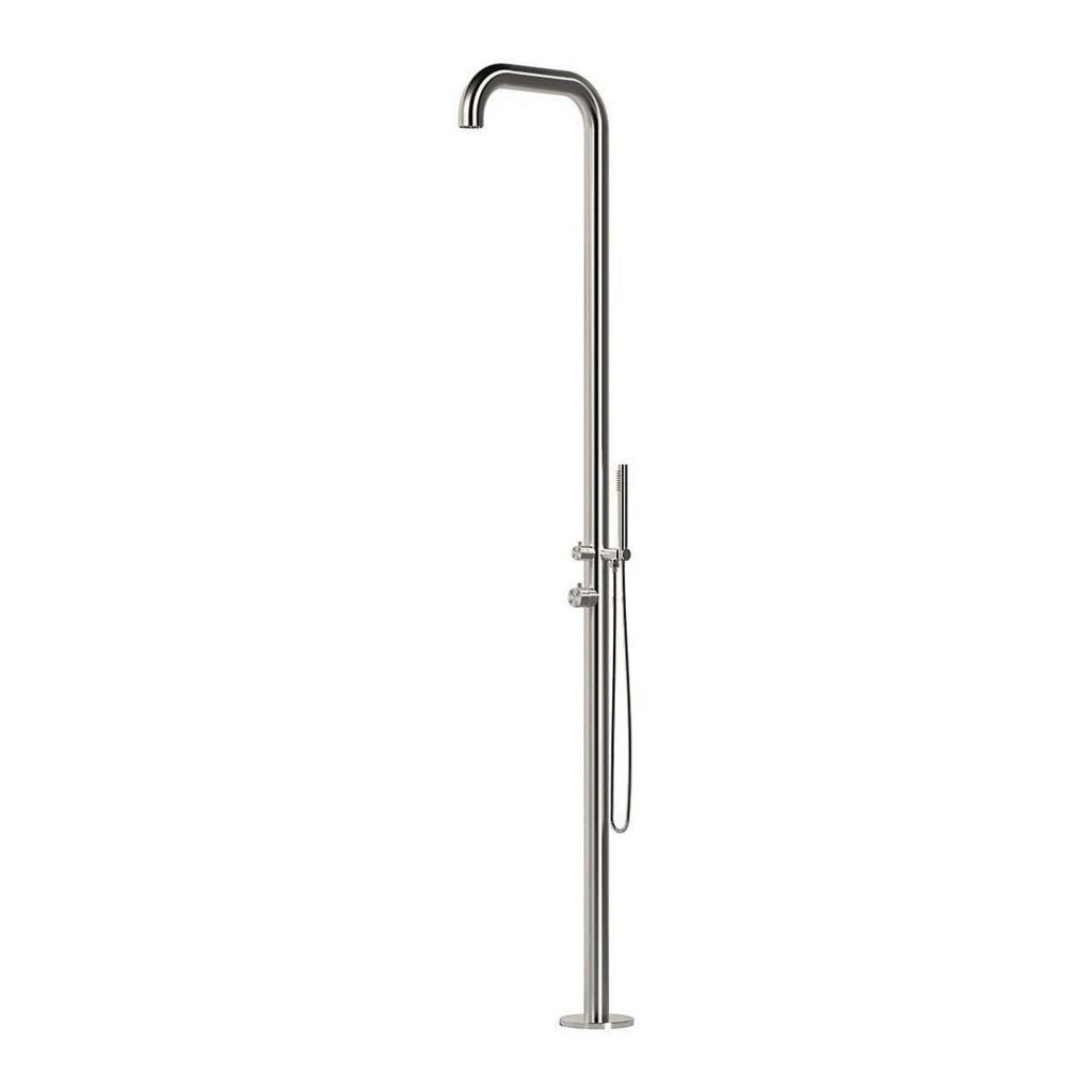 MPC Doccia per esterno in acciaio inox 316 satinato con deviatore sopra-sotto miscelatore calda-fredda e doccino flessibile in acciaio inox anticalcare MX1013-INOX