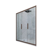 Porta doccia scorrevole 150 CM H 200 Vetro Trasparente Profilo Chocolate mod. Glam