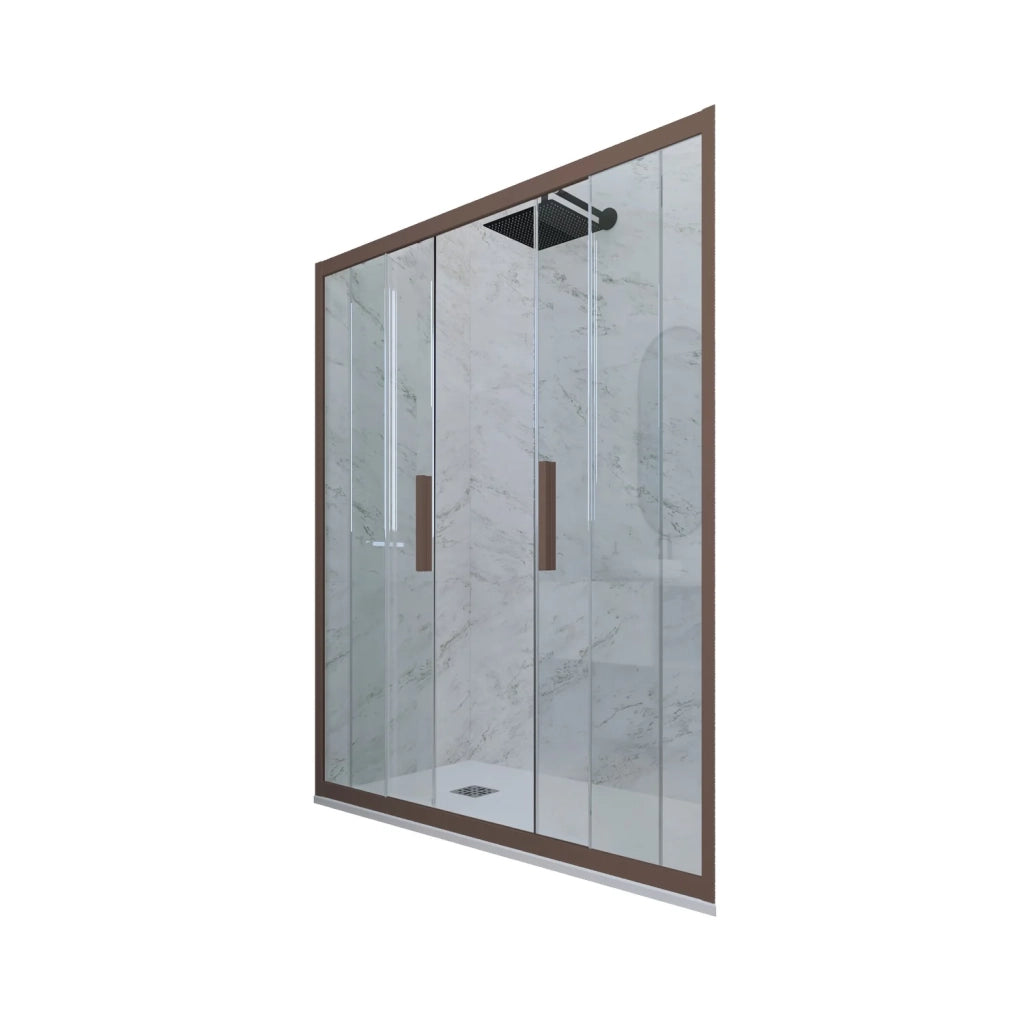 Porta doccia scorrevole 150 CM H 200 Vetro Trasparente Profilo Chocolate mod. Glam