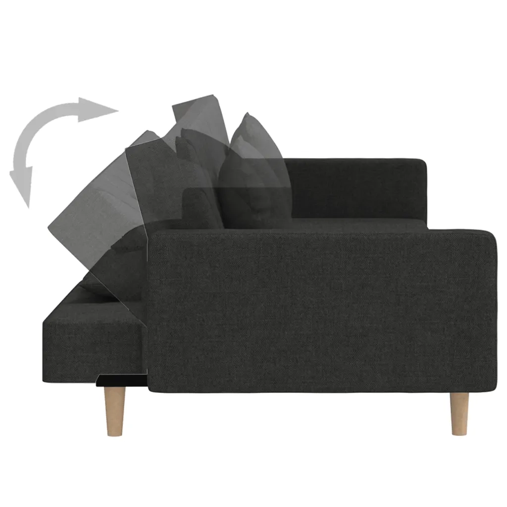 Divano Letto a 2 Posti con 2 Cuscini Nero in Tessuto 375901