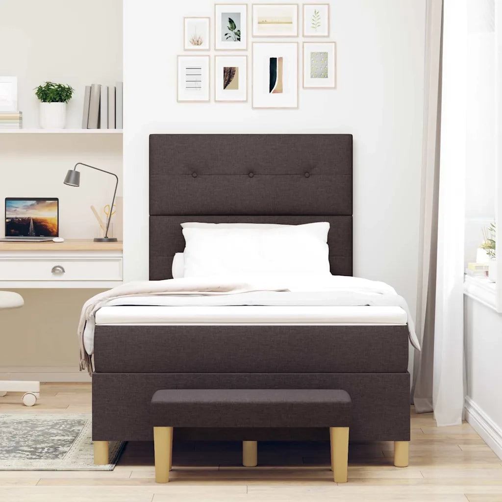 Letto a molle con testiera Marrone scuro 200 x 120 cm Tessuto 3344292