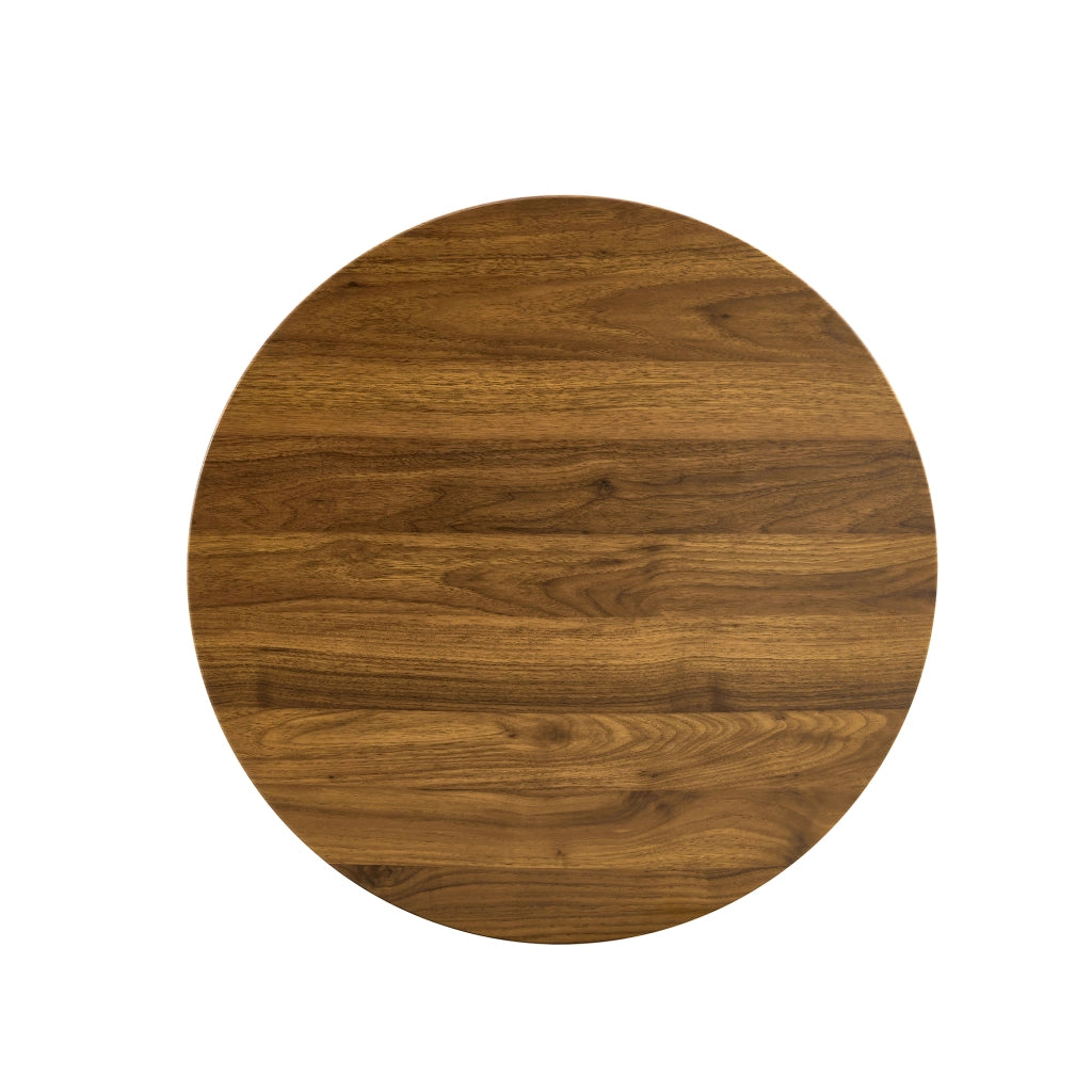 TAVOLO rotondo Mid-Century 72 cm MDF noce e metallo oro