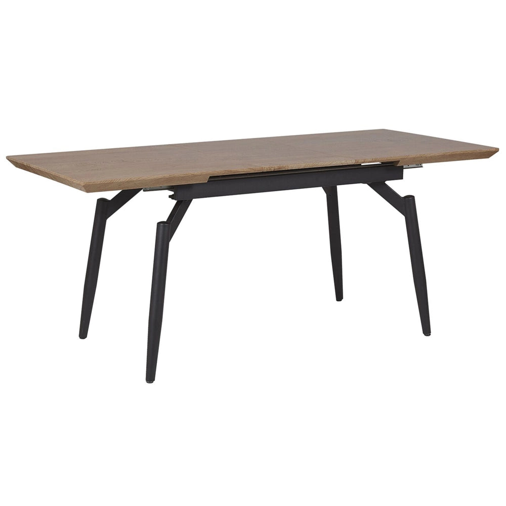 Tavolo da pranzo allungabile con piano in MDF in legno scuro con gambe nere in metallo Tavolo da cucina moderno