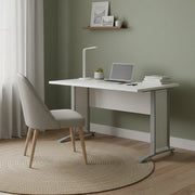 Scrivania Amigos, Scrittoio multiuso, Tavolo per ufficio porta PC, Piano di lavoro, 120x80 h75 cm, Bianco e Grigio