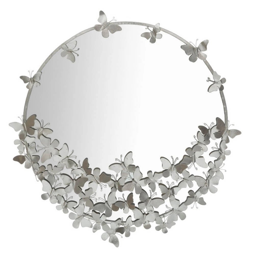 Specchio Farfalle Rotondo Argento diam 91 cm - FARFALLE ROUND SILVER