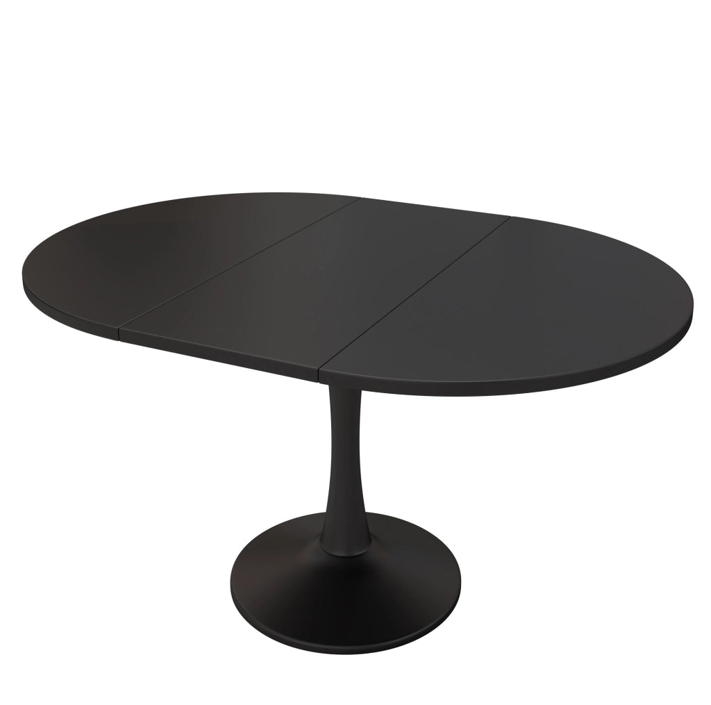 Tavolo da pranzo ovale allungabile ULEVR 140x100x75 cm in MDF e ferro, nero