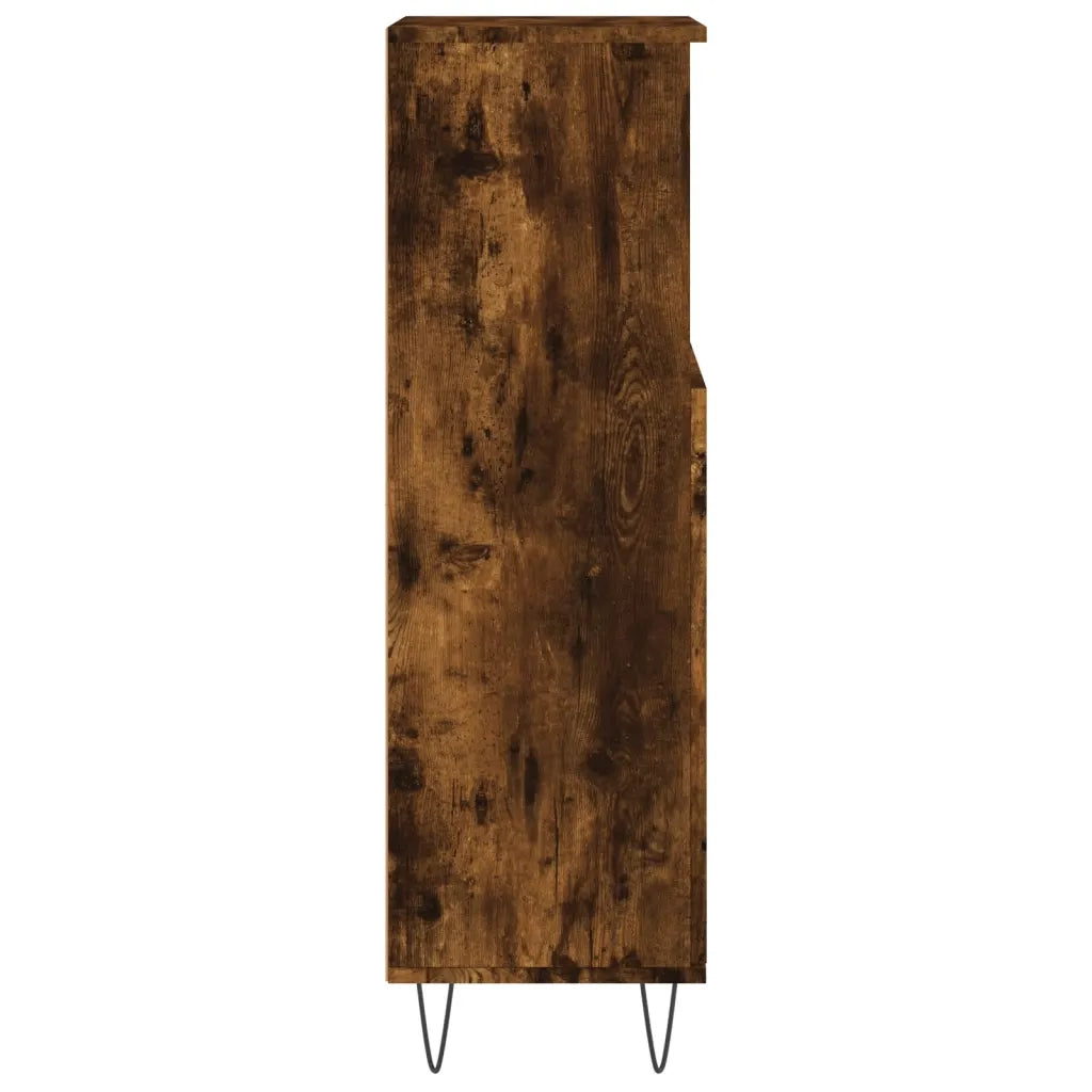 Armadietto Bagno | Armadio da bagno Rovere Fumo 30x30x100 cm in Legno Multistrato