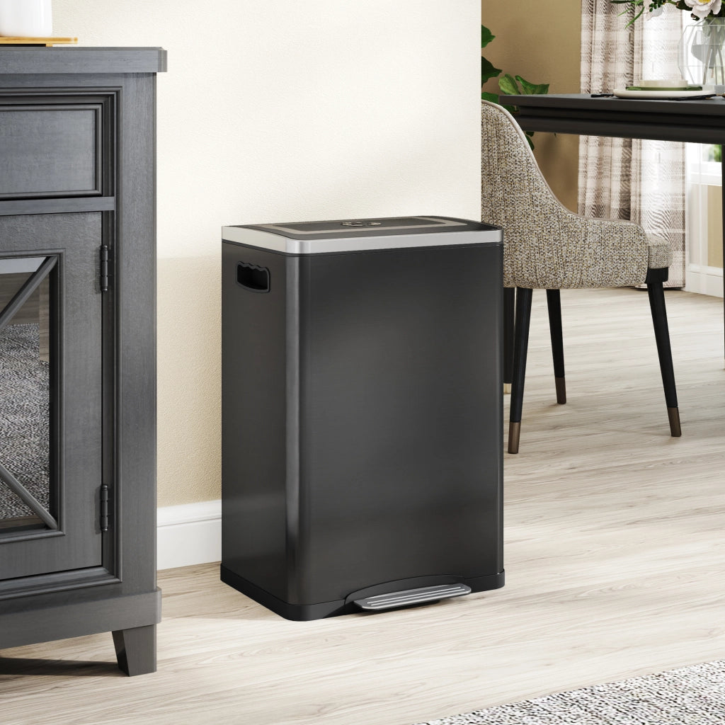 Cestino per la Cucina 2 Scomparti 2x20L ¨C zephmum ¨C Nero 40x34.8x59 cm