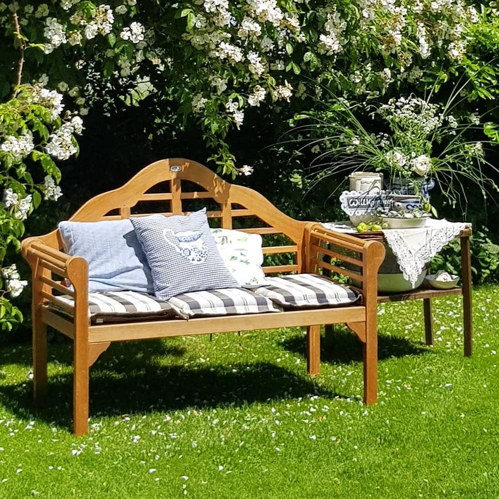® Panchina da Giardino Resistente in Legno Eucalipto Certificato FSC® Portata 320 kg 2 posti con Braccioli e Schienale 135x56 cm Panca per Balcone