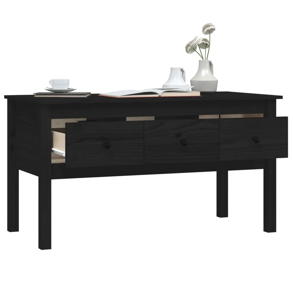 Tavolino da Salotto Nero 102x49x55 cm in Legno Massello di Pino cod mxl 27934