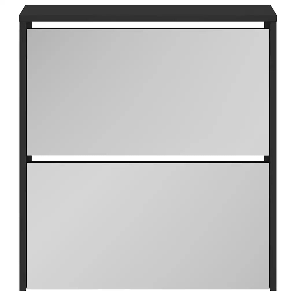 Scarpiera con Specchio a 2 Livelli Nera 63x17x67 cm 342629