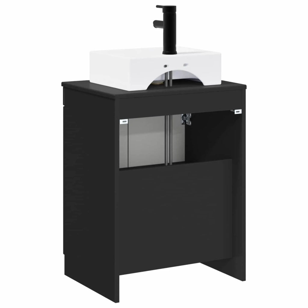 Set di mobili per il bagno Nero Legno ingegnerizzato 3404241