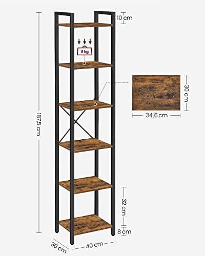 Libreria Valora LLS101B01 in stile loft rustico marrone per soggiorno