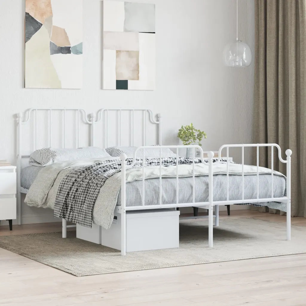 Giroletto con Testiera e Pediera-Struttura Letto Metallo Bianco 140x190 cm 804280