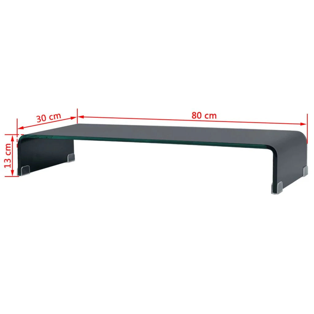 Mobile TV credenza design pratico supporto per monitor 80 cm vetro nero 2502015
