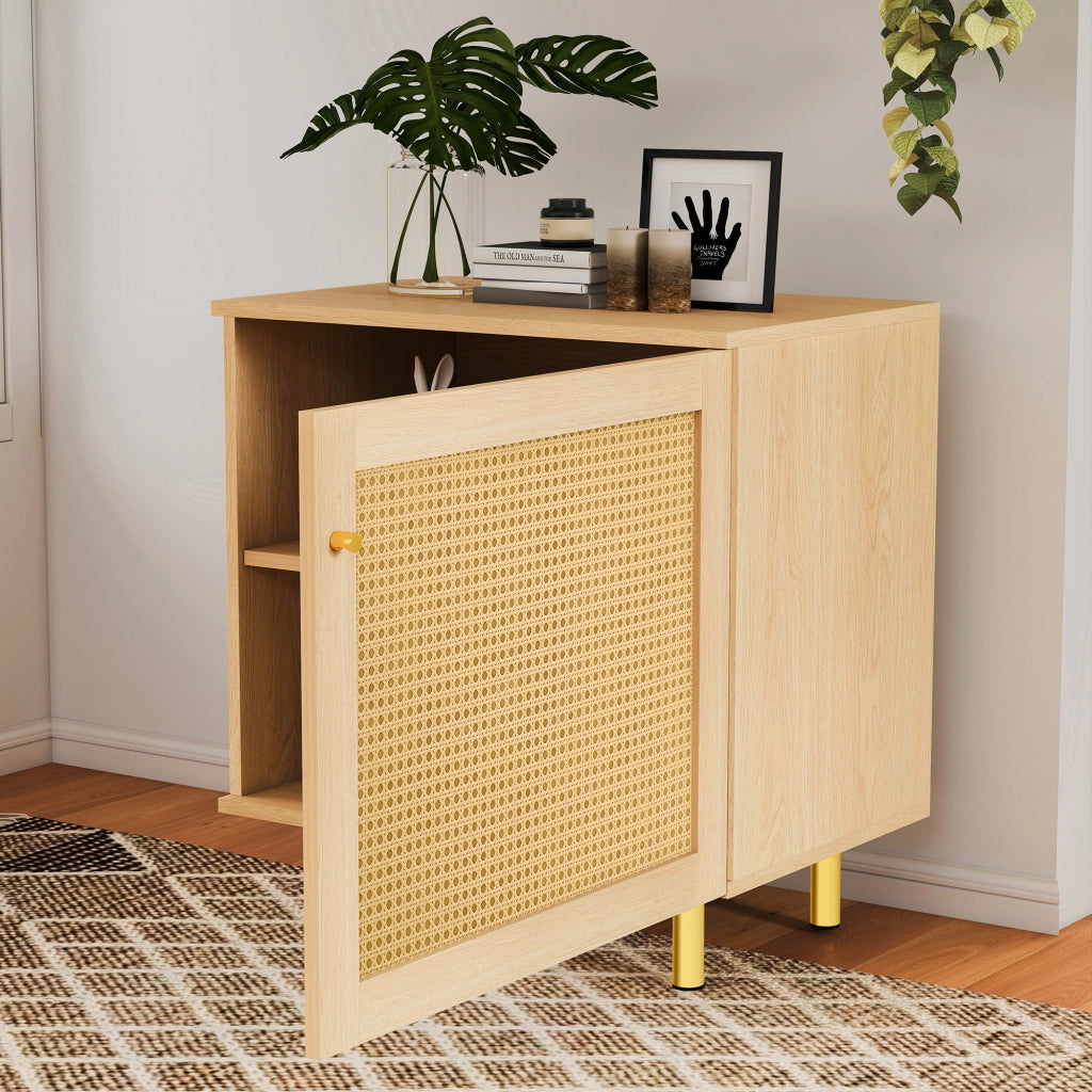 Mobile contenitore con 1 anta e ripiano; per soggiorno; in MDF naturale; 60×40×63 cm