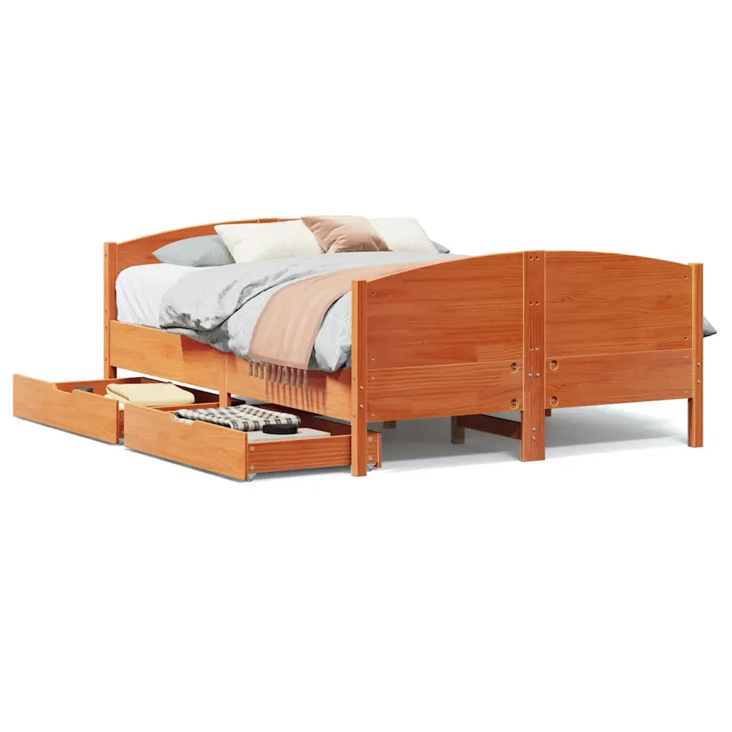 vidaXL Letto senza Materasso Marrone Cera 120x190 cm in Legno di Pino
