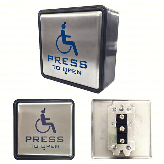 PULSANTE APERTURA DISABILI PORTE AUTOMATICHE QUADRATO IN ACCIAIO INOX COM, NO/NC