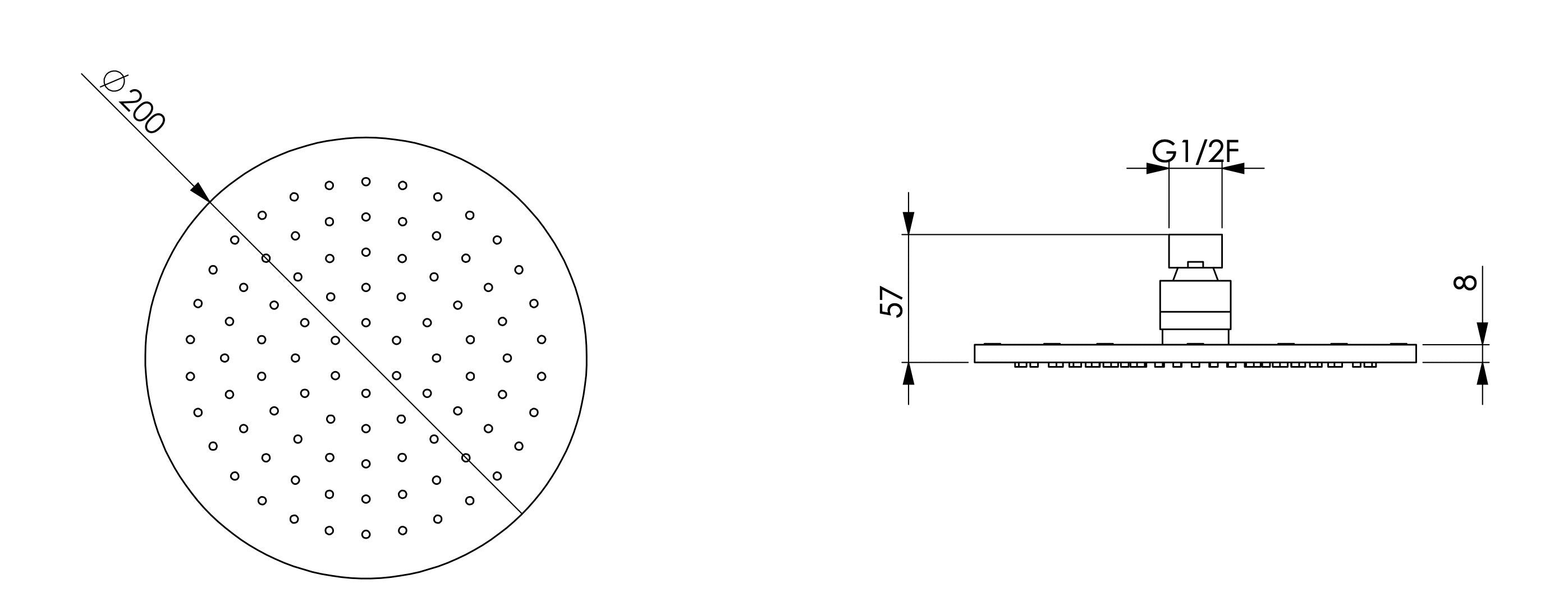 Soffione doccia tondo da 20 cm ispezionabile